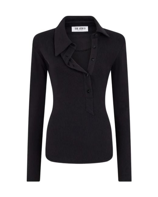 The Attico Black The Long-Sleeved Ribbed Top