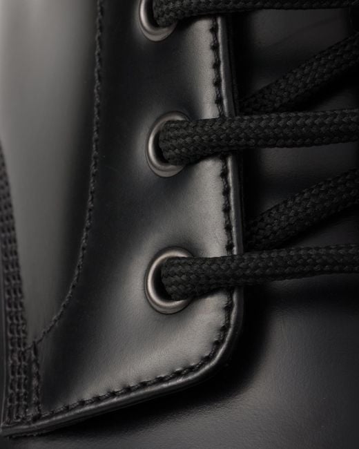 Prada Black Lace-Up Platform Boots for men