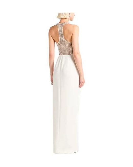 Max Mara White Sleeveless Deep V-Neck Dress