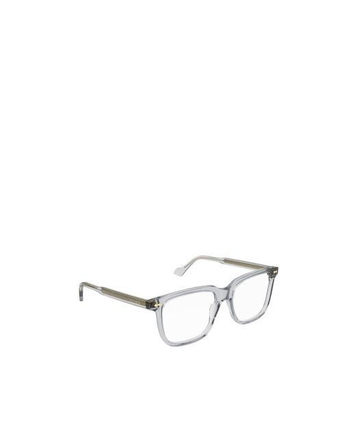 Gucci White Eyewear Rectangular Frame Glasses for men