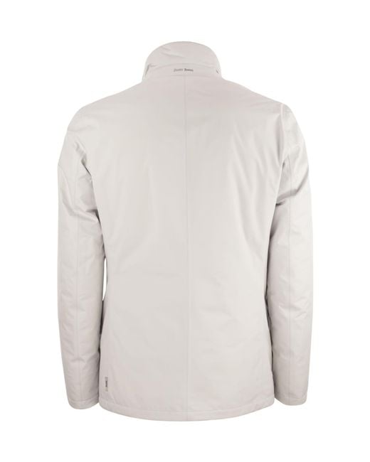 Herno White High-Neck Buttoned Padded Jacket for men