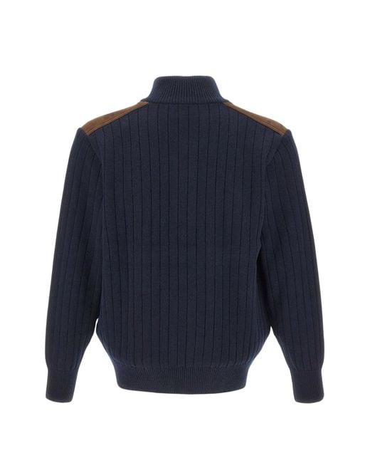 Paul & Shark Blue Ribbed Zip-Up Cardigan for men