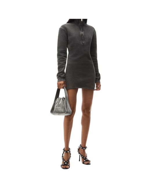Alexander Wang Gray Half-Zip Mini Dress