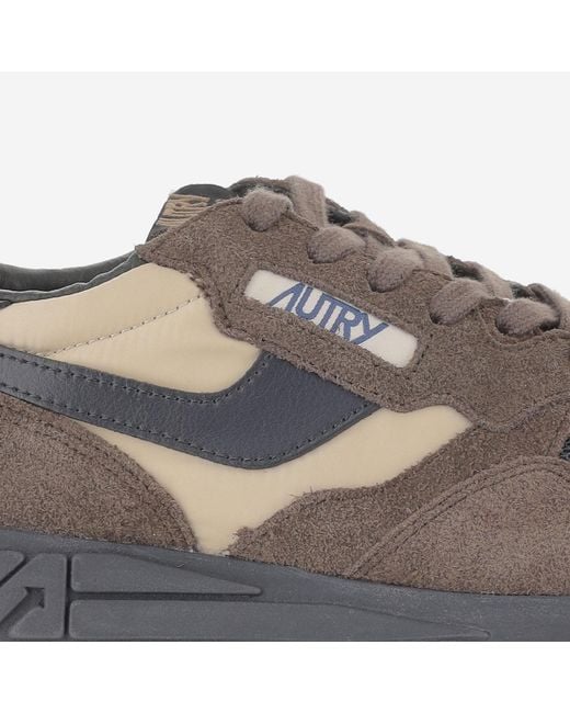 Autry Gray Logo-Patch Panelled Sneakers for men