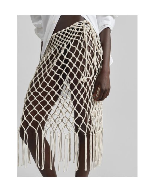 Frankie Shop White Tropea Macrame Skirt