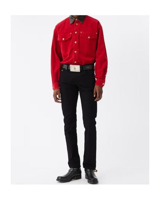 Versace Black Embroidered-Detail Slim Jeans for men
