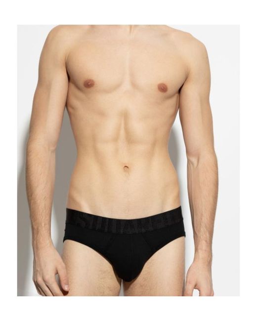 DSquared² Black Tonal Logo Briefs for men