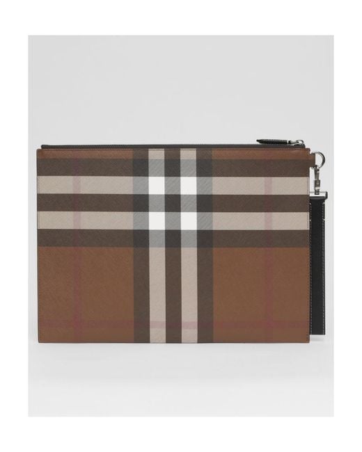 Burberry Brown Large Check-Pattern Pouch for men