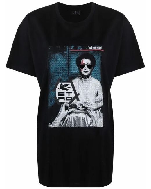 Etro Black Graphic-Print T-Shirt