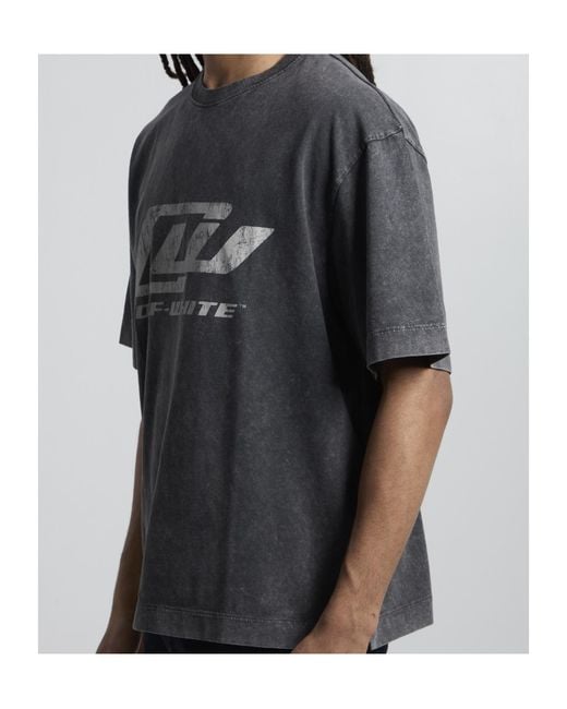 Off-White c/o Virgil Abloh Black Racing Skate Crewneck T-Shirt for men