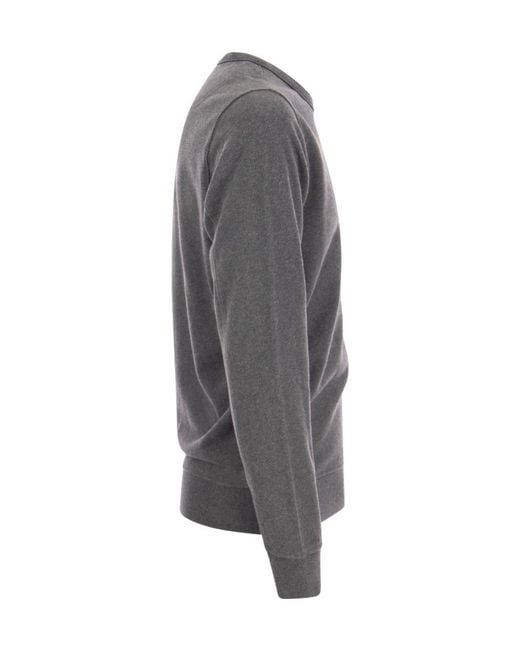 Stone Island Gray Logo Patch Crewneck Sweatshirt for men