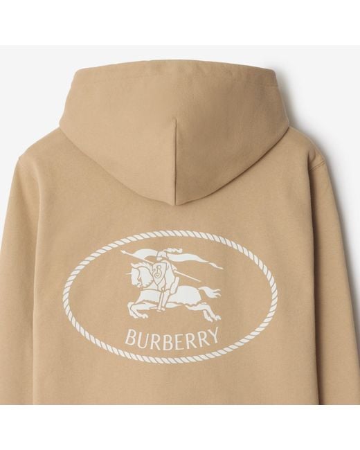 Burberry Natural Cotton Knight Stamp Hoodie for men