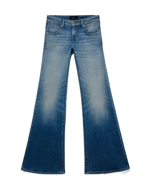 7 For All Mankind Blue Low-Rise Flared Jeans