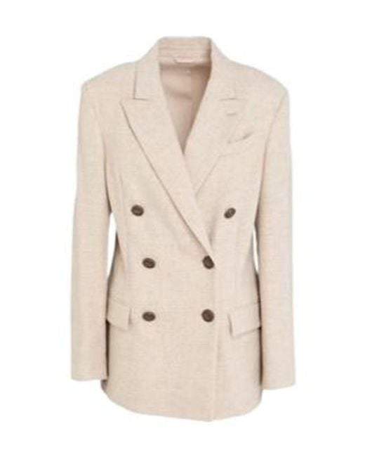 Brunello Cucinelli Natural Solid-Color Double- Suit Jacket