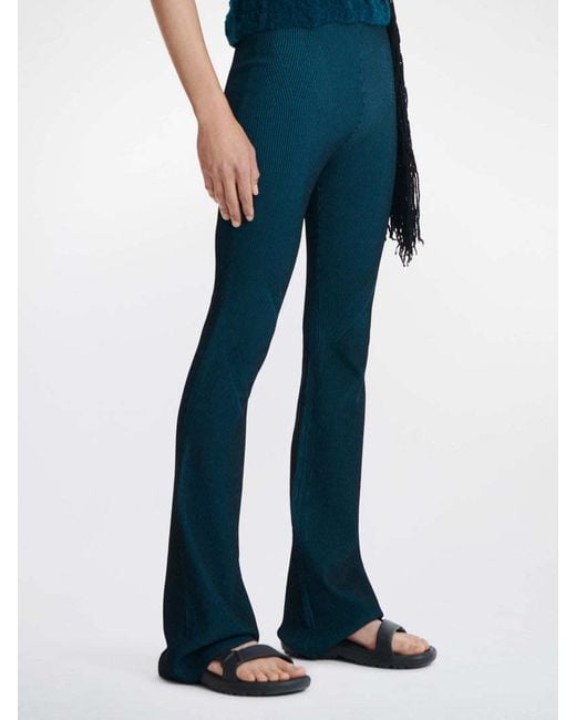 Dion Lee Blue Angled Ribbed Flared Trousers for men