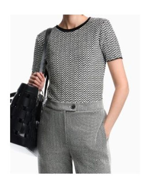 Emporio Armani Gray Geometric-Pattern Short-Sleeve Top