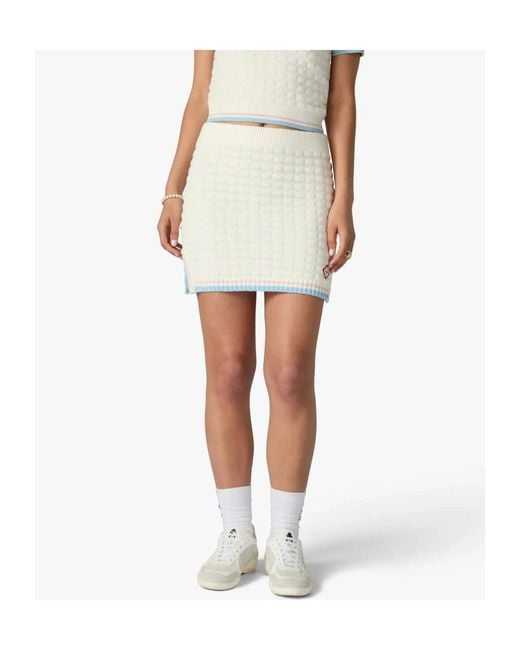 Casablanca White Bouclé Logo-Trim Mini Skirt