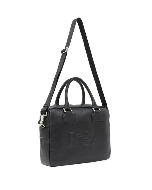 Emporio Armani Black Logo Briefcase for men