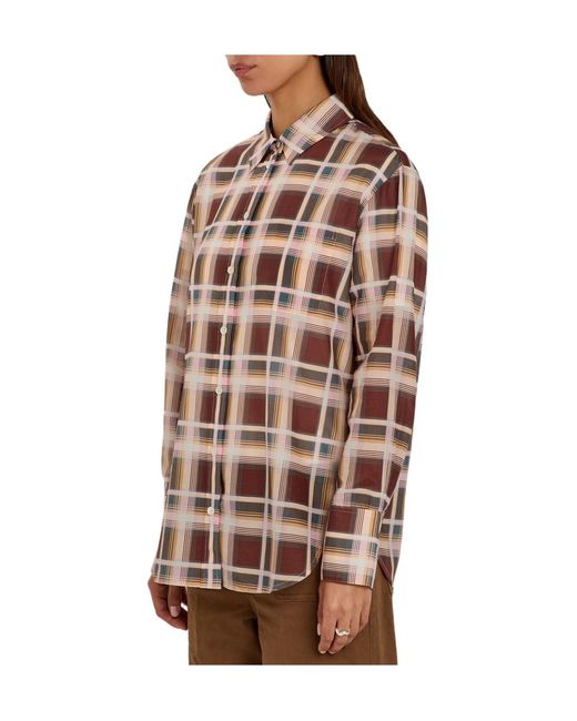 FRAME Brown Checkered Long-Sleeved Shirt