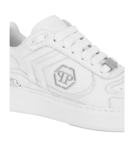 Philipp Plein White Lace-Up Low-Top Casual Shoes for men