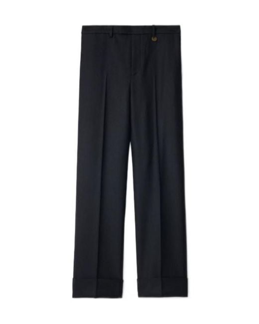 Burberry Black Check Wool Tailored Trousers for men