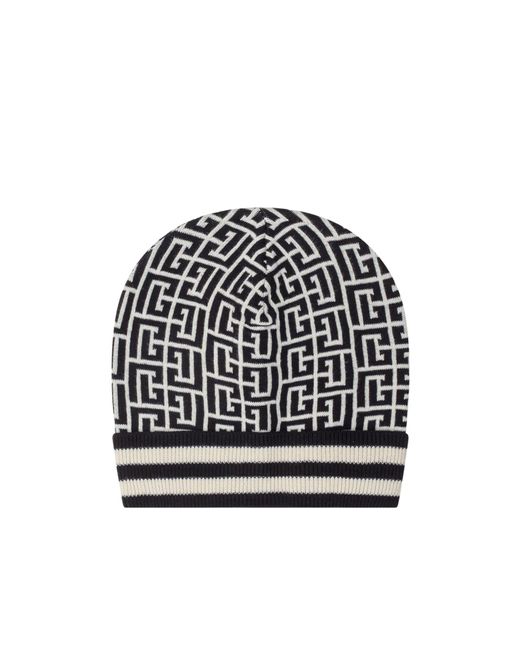 Balmain Black Monogram Beanie