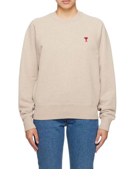 AMI White Ami De Coeur Logo Detailed Long Sleeved Sweatshirt for men
