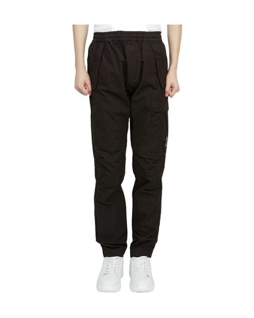 C P Company Black Drawstring Waist Cargo Pants for men
