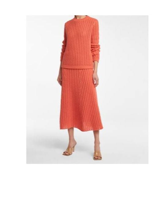 Gabriela Hearst Red Circular Knit Midi Skirt