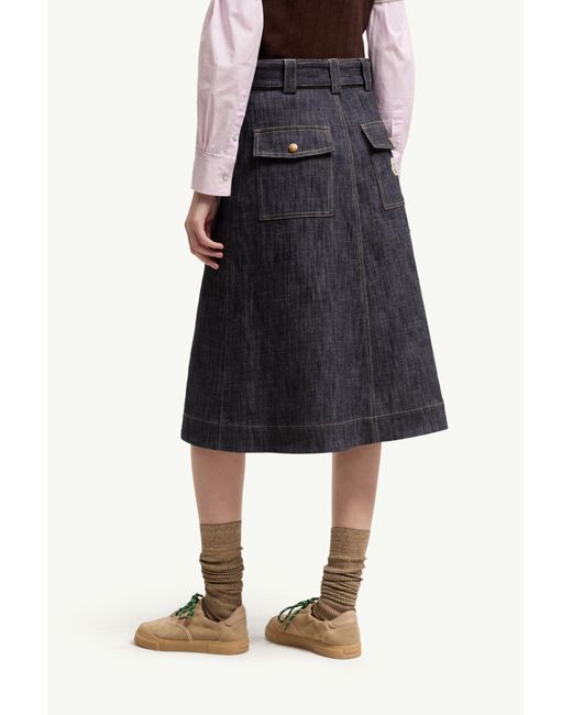 Moncler Blue Buckled Button Detailed Skirt
