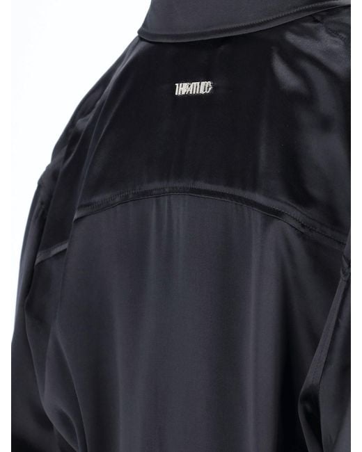 The Attico Black The Asymmetric Satin Mini Shirt Dress