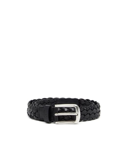 DIESEL White Logo Embossed Braided Belt for men