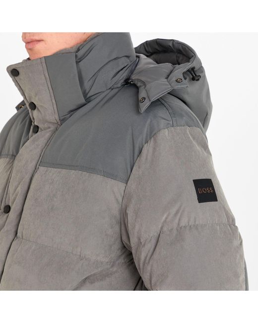 Boss Gray Casual Hooded Down Jacket for men