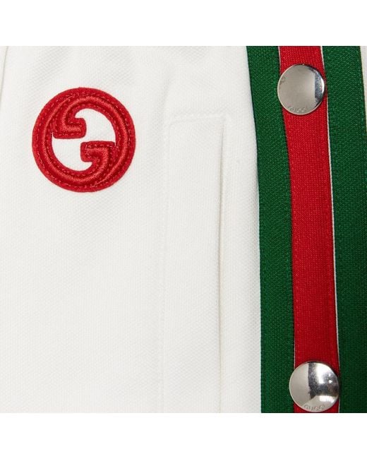 Gucci White Web-Stripe Press-Stud Track Pants