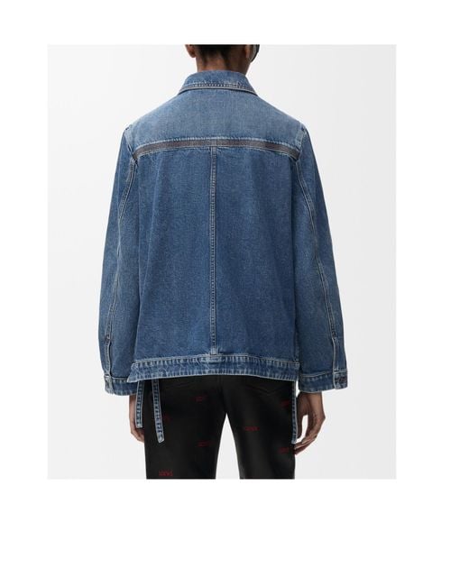 Loewe Blue Anagram-Patch Leather Jacket