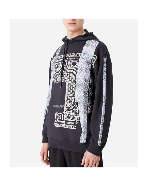 Emporio Armani Blue Logo Hooded Sweater for men