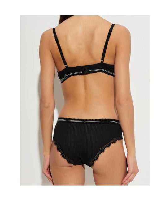 Emporio Armani Black Lace Trim Underwired Bra