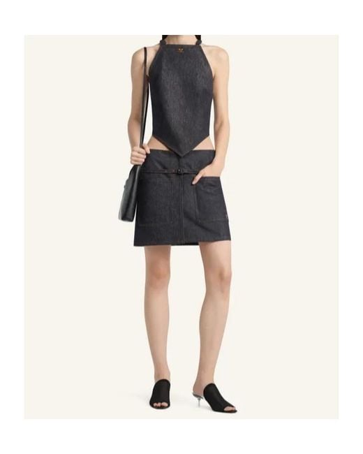 Courreges Black Double Pocket Denim Skirt