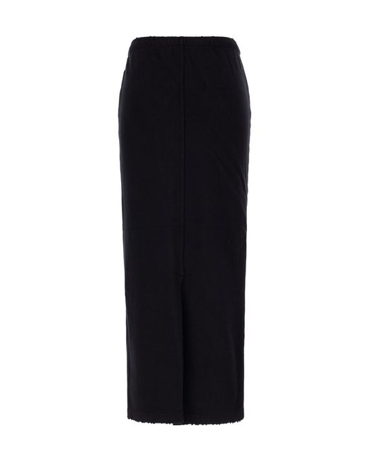 we11done Black Embroidered-Logo Maxi Skirt