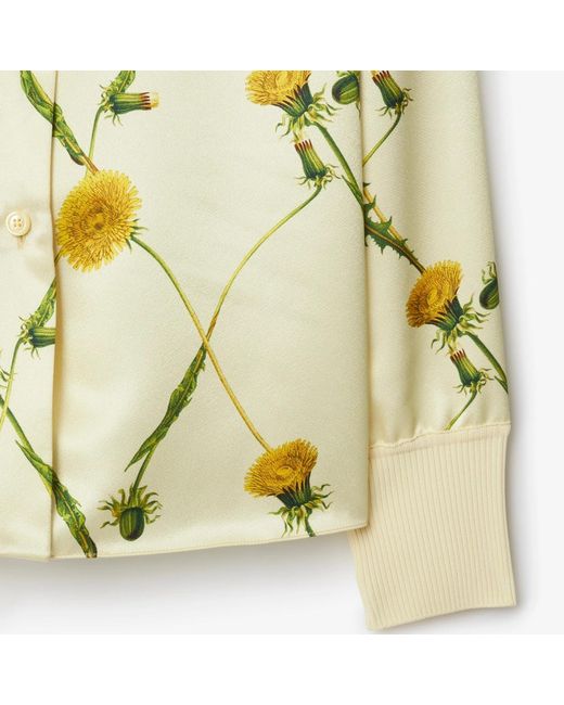 Burberry Yellow Dandelion-Print Satin Shirt