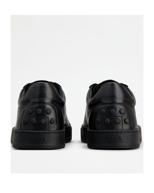 Tod's Black Round-Toe Lace-Up Sneakers for men