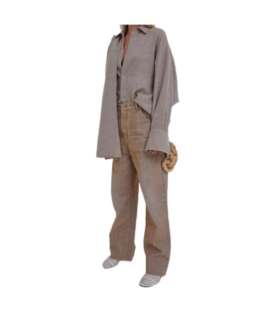 DARKPARK Natural Lisa Chain Adorned Loose Fit Carpenter Flock Jeans