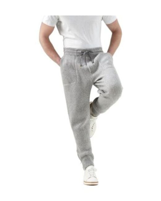Brunello Cucinelli Gray Cashmere Ribbed Joggers for men