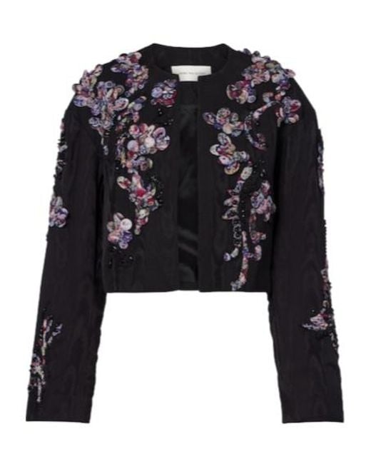 Dries Van Noten Black Vonda Appliqué-Embellished Cropped Jacket
