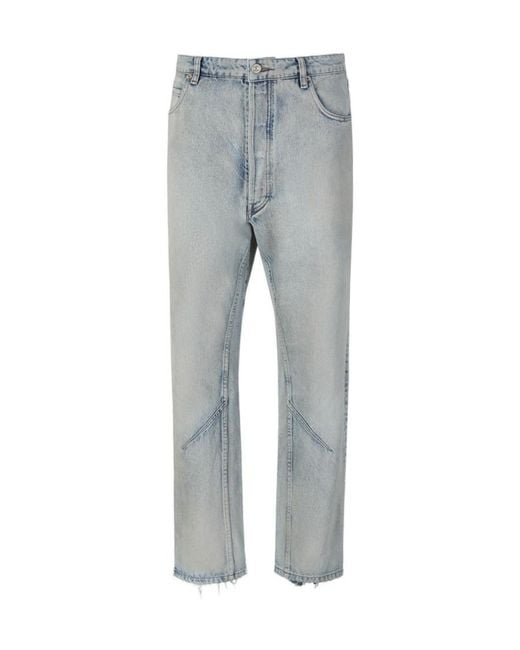 Balenciaga Gray Distressed Straight-Leg Jeans for men