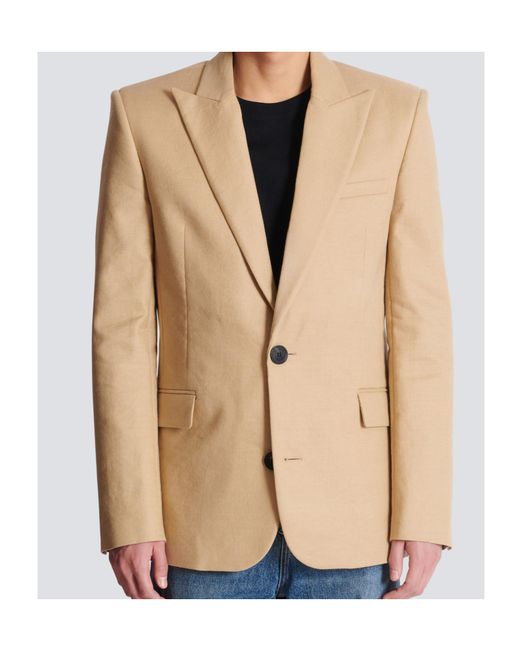 Balmain Natural Canvas 2-Buttons Jacket for men