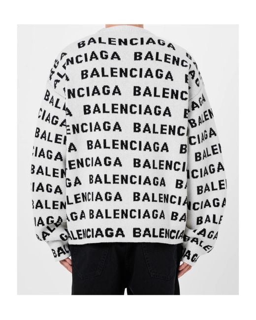 Balenciaga White Logo Long Sleeve Sweater for men