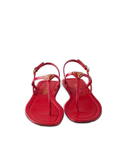Prada Red Buckled Sandals