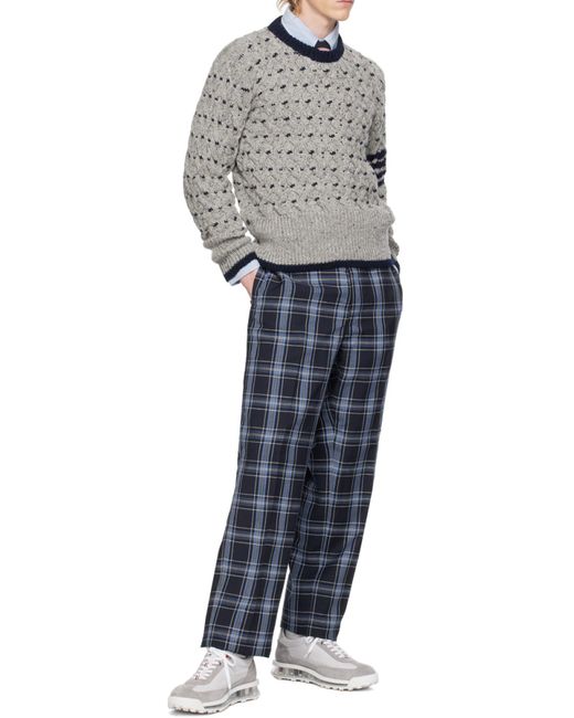 Thom Browne Gray Crewneck Cable-Knit Jumper for men