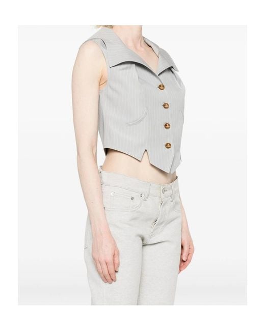 Vivienne Westwood Gray Meryl Pinstripe Buttoned Sleeveless Waiscoat